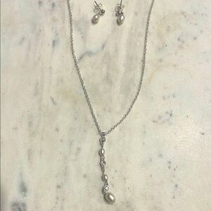 Faux Pearl Necklace and Earring Set